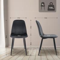 2er Set Esszimmerstuhl Maryam Samt  dunkelgrau 