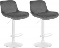 2er Set Barhocker Solon Weiß Samt dunkelgrau
