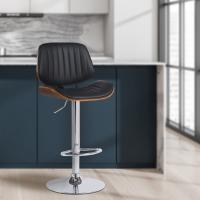 Barhocker Clawson Kunstleder chrom walnuss/schwarz