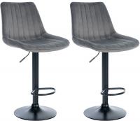 2er Set Barhocker Toni Samt schwarz dunkelgrau