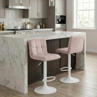 2er Set Barhocker Peru Samt weiß rosa 