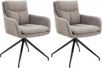 2er Set Esszimmerstuhl Somers Stoff taupe 