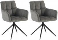 2er Set Esszimmerstuhl Jonah Stoff dunkelgrau