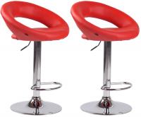 2er Set Barhocker Olinda Kunstleder chrom rot