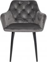 2er Set Esszimmerstühle Stanley Samt dunkelgrau 