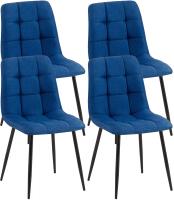 4er Set Esszimmerstühle Antibes Stoff blau