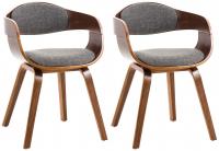 2er Set Stühle Kingston Stoff walnuss/hellgrau 