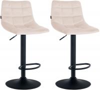 2er Set Barhocker Jerry Samt schwarz beige