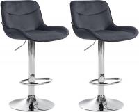2er Set Barhocker Vonore Samt chrom schwarz