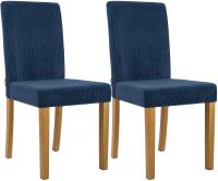 2er Set Esszimmerstuhl Ina Cord antik hell blau 