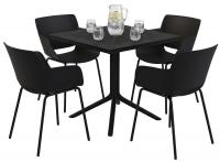 Gartenmöbel-Set Lirra mit 4 Stühlen schwarz