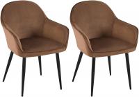 2er Set Esszimmerstuhl Boise Samt braun