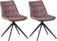 2er Set Esszimmerstuhl Merna Samt  braun