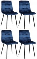 4er Set Esszimmerstuhl Tilde Samt blau 