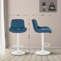 Barhocker Solon Weiß Stoff blau 