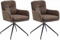 2er Set Esszimmerstuhl Pickett Stoff braun