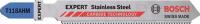 Stichsägeblatt Stainless Steel T 118 AHM Gesamt-L.83mm Zahnt.1,1mm 3 St./Karte