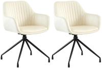 2er Set Esszimmerstuhl Welby Samt creme 