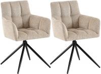 2er Set Esszimmerstuhl Jonah Stoff hellbraun
