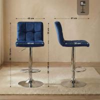 2er Set Barhocker Peru Samt chrom blau 