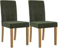 2er Set Esszimmerstuhl Ina Cord antik hell grün 