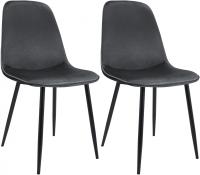 2er Set Esszimmerstuhl Maryam Samt  dunkelgrau 