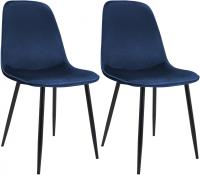 2er Set Esszimmerstuhl Maryam Samt  dunkelblau 