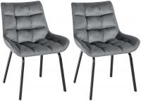 2er Set Stuhl Saranda Samt dunkelgrau