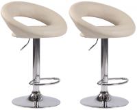 2er Set Barhocker Olinda Kunstleder chrom creme 2er Set Barhocker Olinda Kunstleder chrom creme