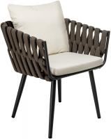 Gartenstuhl Lombardia Taupe mit Sitzkissen creme