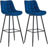 2er Set Barhocker Dartford Samt blau 