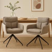 2er Set Esszimmerstuhl Somers Stoff taupe 
