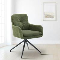 2er Set Esszimmerstuhl Pickett Stoff grün 