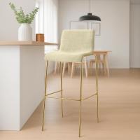2er Set Barhocker Hoover Stoff 4-Fuß Gold creme 