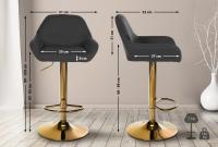 2er Set Barhocker Braga Gold Stoff schwarz 