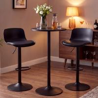 2er Bartisch Set Velor Kunstleder schwarz 