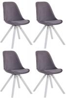4er Set Stühle Toulouse Samt Square weiß (eiche) dunkelgrau