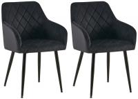 2er Set Esszimmerstuhl Monett Samt B schwarz