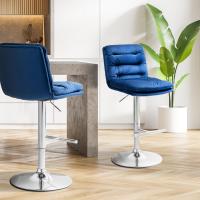 2er Set Barhocker Damar Samt chrom blau 