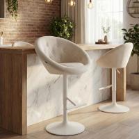 Barhocker London Samt weiß creme 