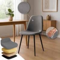 2er Set Esszimmerstuhl Maryam Stoff hellgrau 