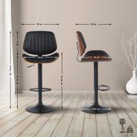 2er Set Barhocker Clawson Kunstleder schwarz walnuss/schwarz 