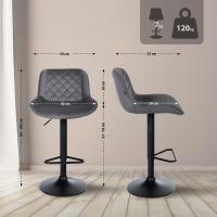 2er Set Barhocker Kasson Samt  dunkelgrau 