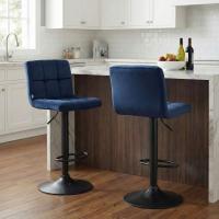 2er Set Barhocker Peru Samt schwarz blau