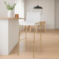 2er Set Barhocker Hoover Kunststoff 4-Fuß Gold weiß 