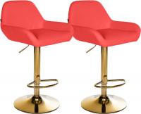 2er Set Barhocker Braga Gold Kunstleder rot 