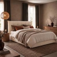 Bett Mirka 160x200 cm Stoff creme 