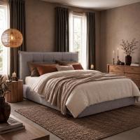 Bett Mirka 160x200 cm Stoff grau 