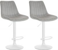 2er Set Barhocker Toni Samt weiß grau