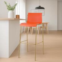 2er Set Barhocker Hoover Kunststoff 4-Fuß Gold orange 